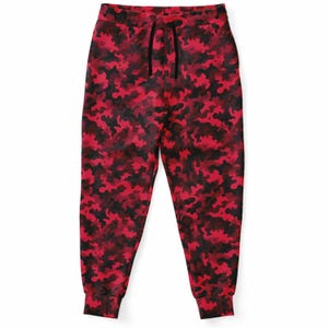 Red Camouflage Joggers Sweatpants with Pockets, Black Camo Women Men Female Ladies Fleece Comfy Cotton Sweats Pants Loungewear Bottoms