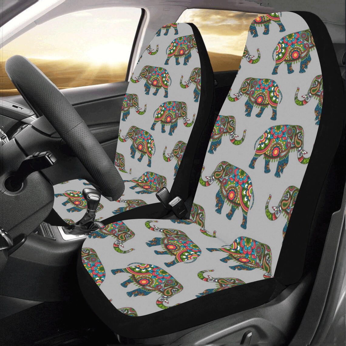 Elephant Car Seat Covers Set of 2pcs Ethnic Boho Mandala Seat Etsy