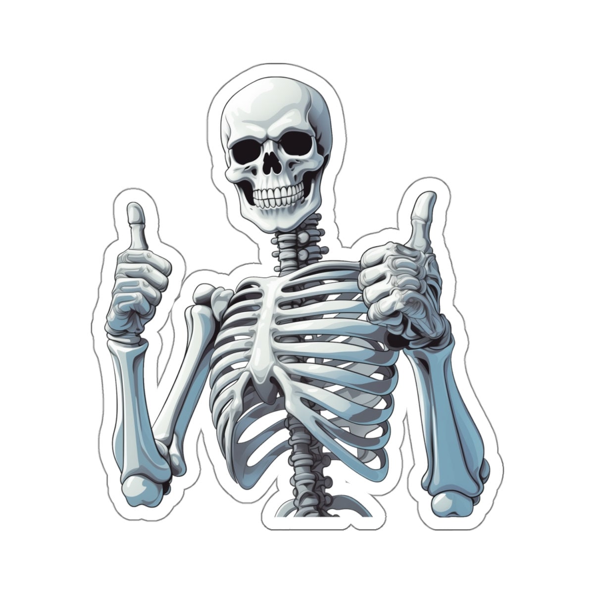 Skeleton Thumbs up Sticker Decal, Skull Art Vinyl Laptop Cute