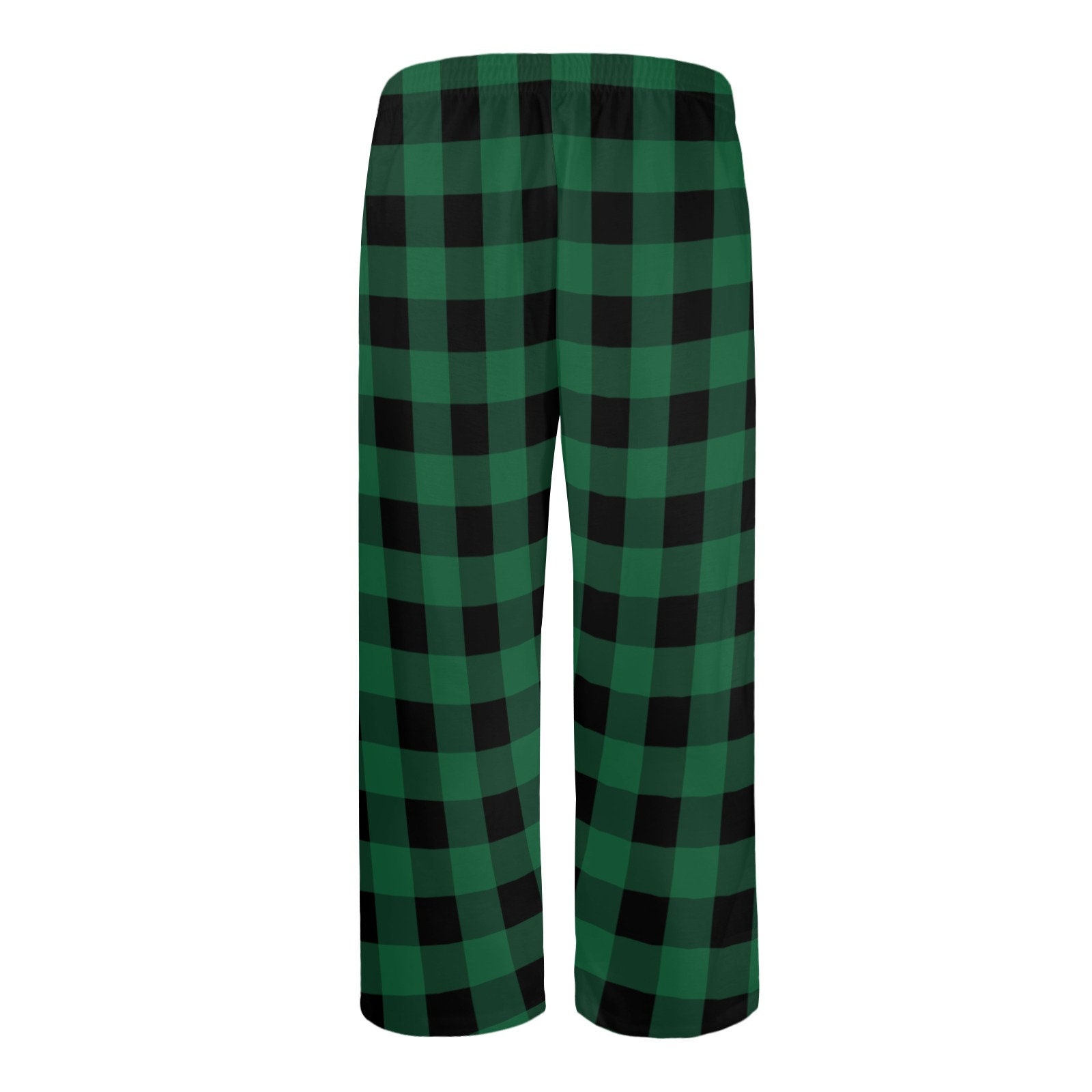 Green Buffalo Plaid Men Pajamas Pants, Black Tartan Check