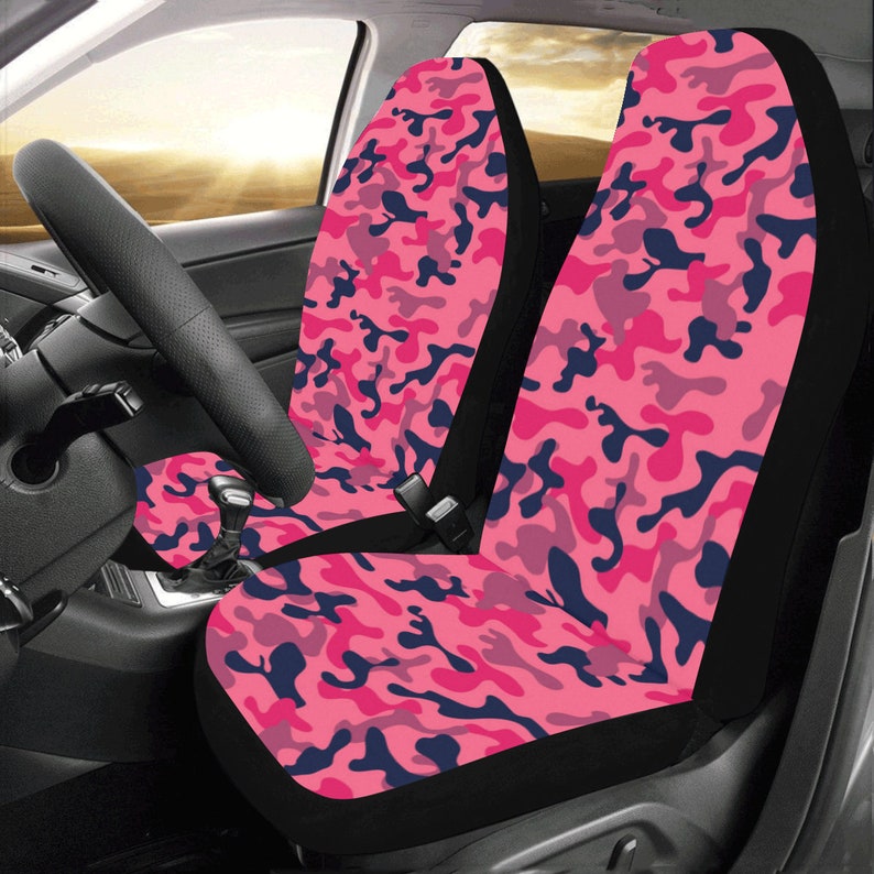 Pink Camo Car Seat Cover Set of 2 Fushia Camouflage Front Etsy