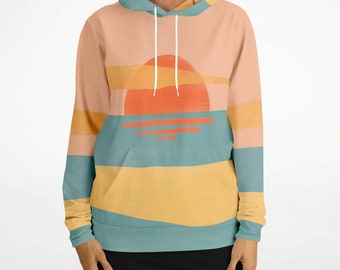 Sun Sunset Hoodie, Sunrise Kleurrijke Lichtgewicht Zomer Pullover Mannen Vrouwen Volwassen Eco Vriendelijke Esthetische Grafische Hooded Sweatshirt Zakken