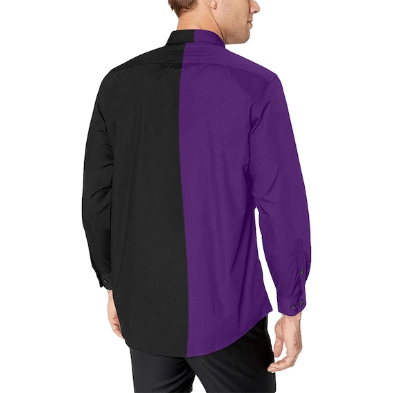 fitted lace wedding dress Hi-Tie Purple Top Black Purple Paisley Silk Men's Long Sleeve Shirt, S