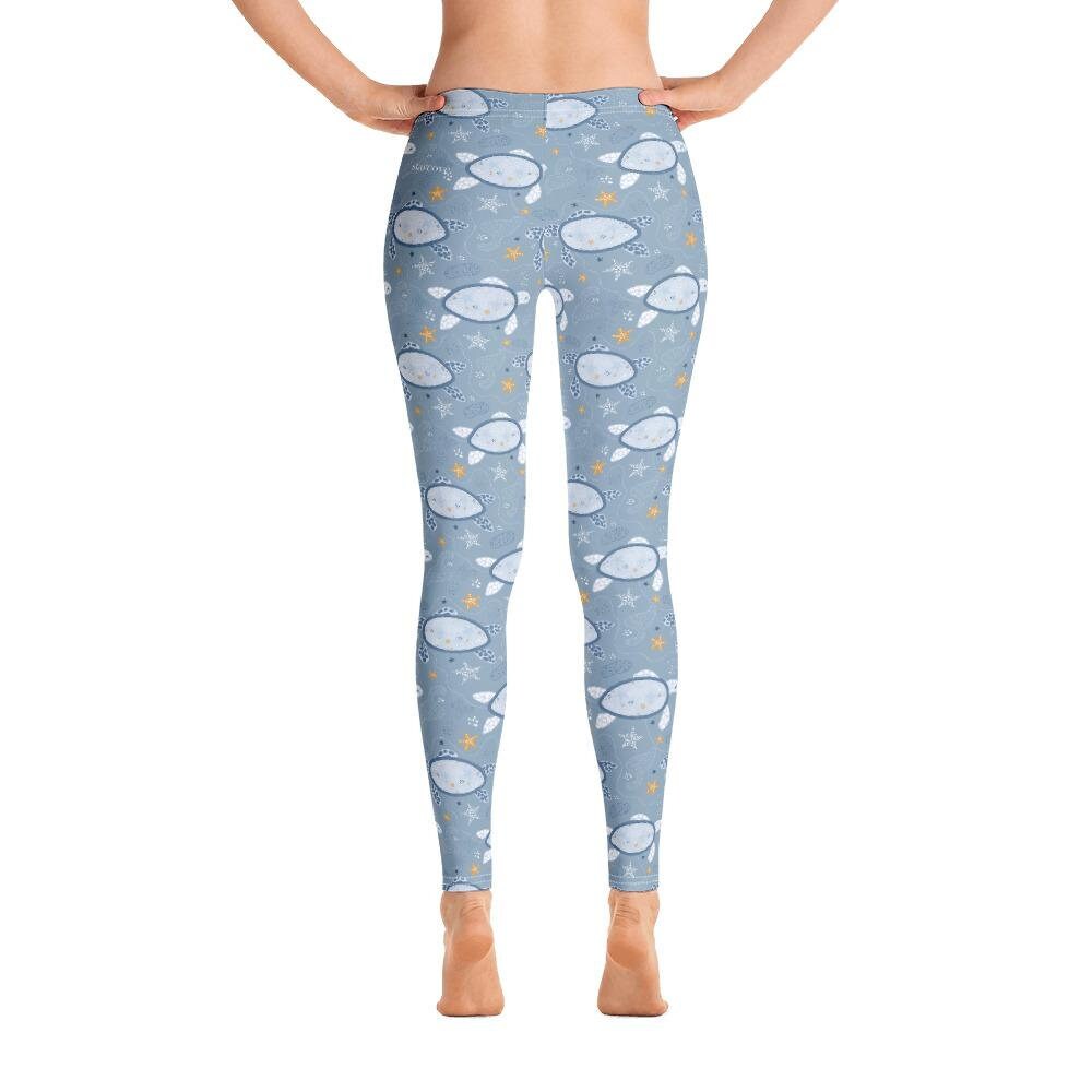 Sea Turtle Hawaiian Orange Pattern Print Pattern Women Leggings