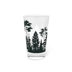 Pine Tree Forest Pint Glass (16oz), Nature Beer Mug Forest IPA Glassware Lover Birthday Gift for Him