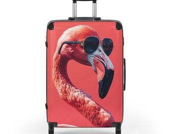 Pink Flamingo Koffer Gepäck, Handgemacht mit 4 Rädern Kabine Reisen klein groß Set Rolling Spinner Lock dekorativer Designer Hartschalenkoffer