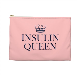 Insulin Pump Bag Case, Insulin Queen Diabetes Supply Travel Pouch Diabetic T1D Accessory Canvas Pouch Type 1 Gift for Her Wife Friend