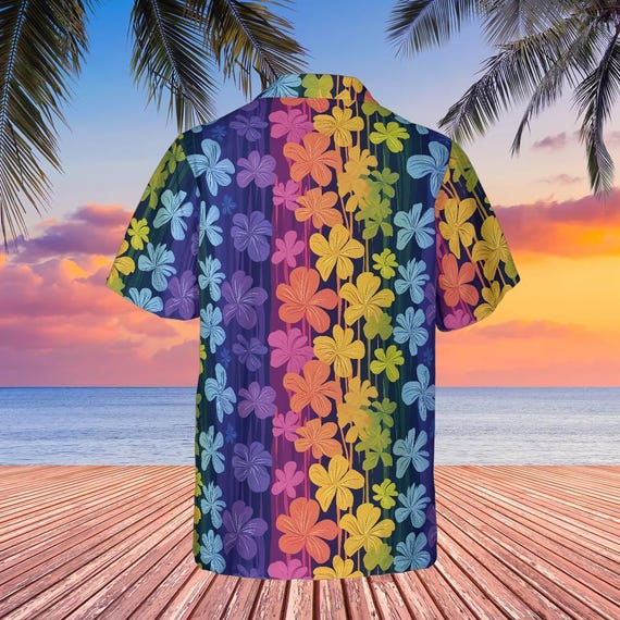 Men's Hawaiian Shirt Long Sleeve - Tropical Plant Print Button-Down, Breathable, Plus Sizes Available