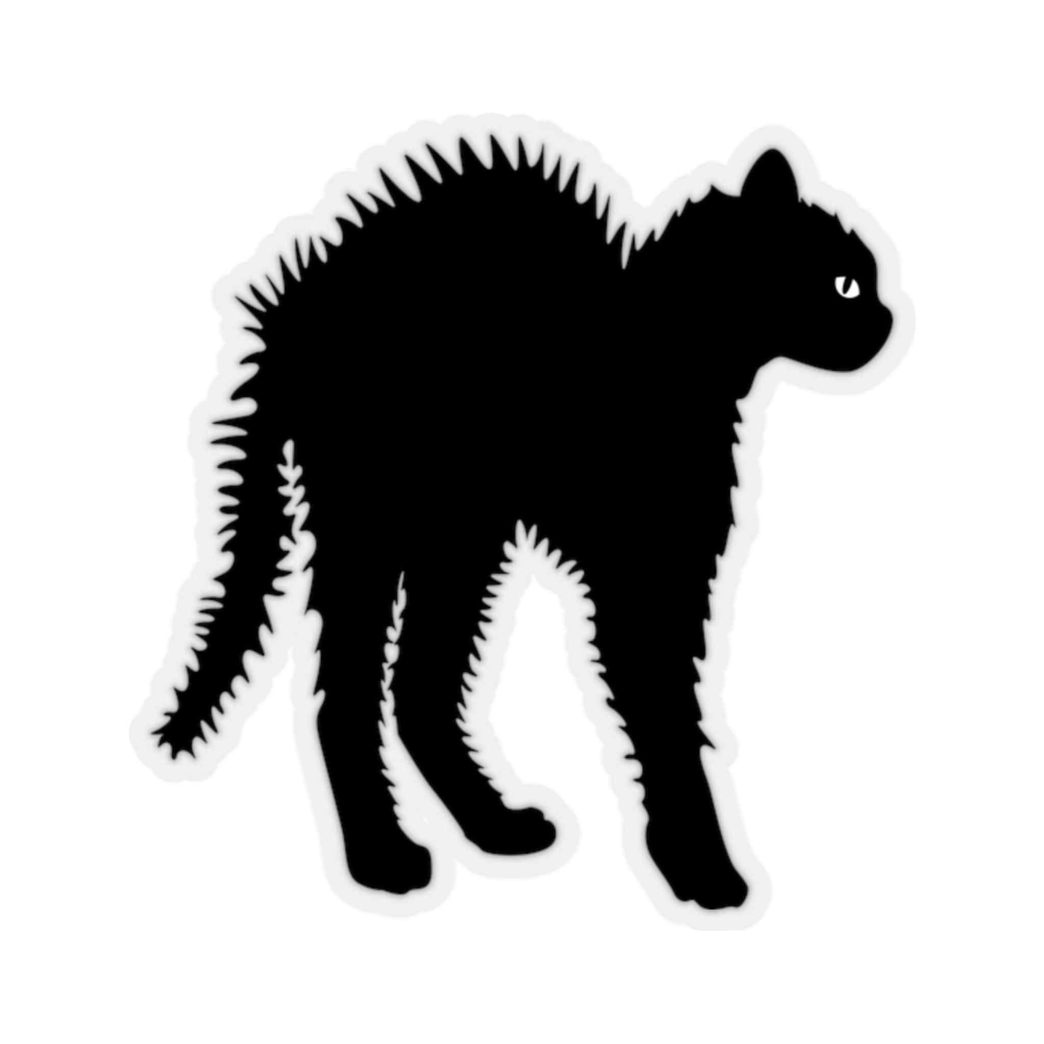 Angry Black Cat Sticker, Hissing Laptop Decal Vinyl Cute Waterbottle ...