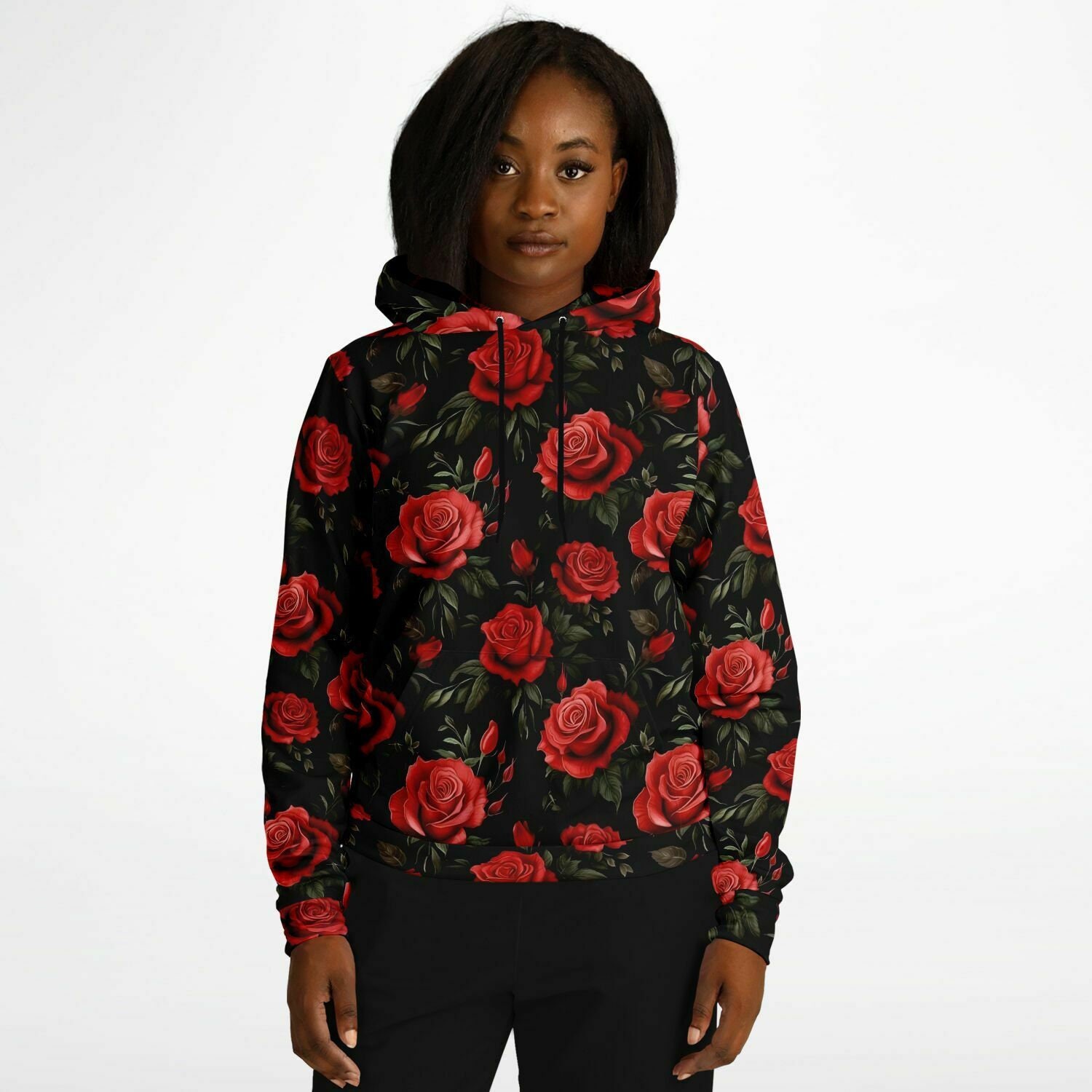 Red Roses Hoodie Black Floral Flowers Pullover Men Women Adult Aesthetic Graphic Cotton Hooded Sweatshirt With Pockets Etsy Canada