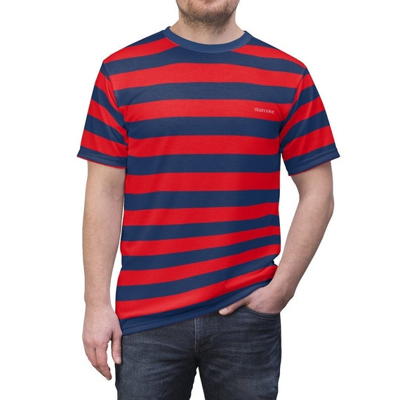 Vintage gestreepte mannen T-shirt rood blauw marine - Etsy