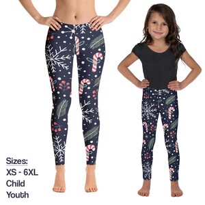 Christmas Leggings Matching Mother Daughter Xmas Outfit Mommy and Me Christmas Wear Holiday Clothing Black Yoga Leggings xmas Photoshoot Etsy Canada