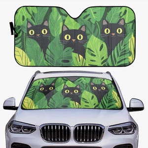 Cute Cats Sun Windshield, Anime Forest Plants Car Vehicle Accessories Auto Shade Protector Front Window Visor Screen Cover Blocker Decor