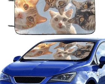 Cats Sunshade, Kittens Funny Selfie Car Windshield Sun Shade Shield Blocker Reflector Auto Cover Protector Window Visor Universal Size