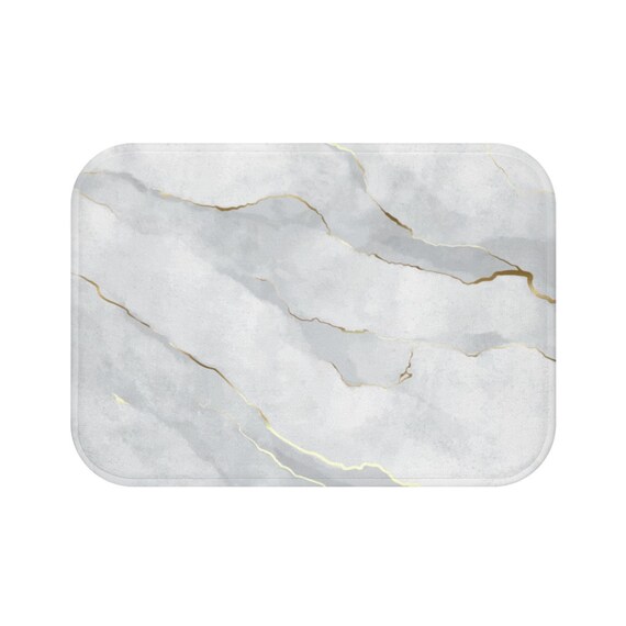 Artsy Mats Marble White Stone Non Slip Bath Mat