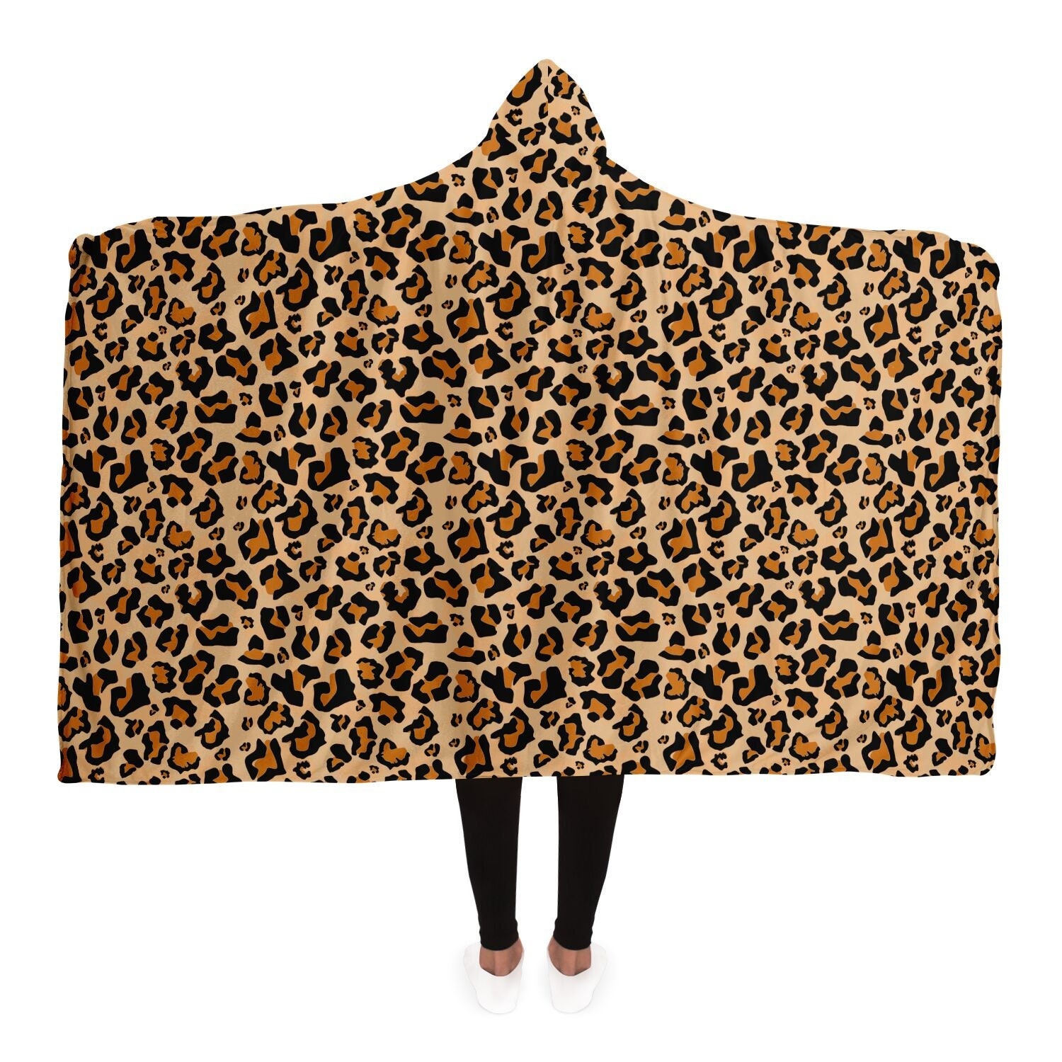 Discover Leopard Hooded Blanket, Animal Print Cheetah Sherpa Fleece Soft Fluffy Cozy Warm Adult Men Women Kids Large Gift