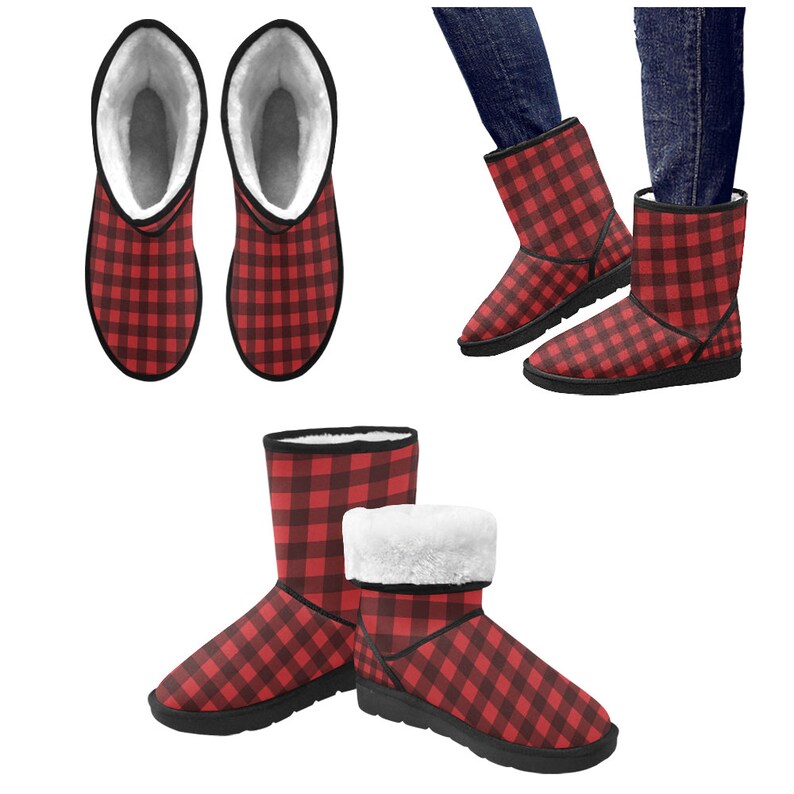 red buffalo plaid rain boots