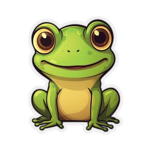 Sticker autocollant grenouille mignon, art animalier vert vinyle ordinateur portable bouteille d'eau gobelet voiture étanche pare-chocs clair esthétique mur découpé