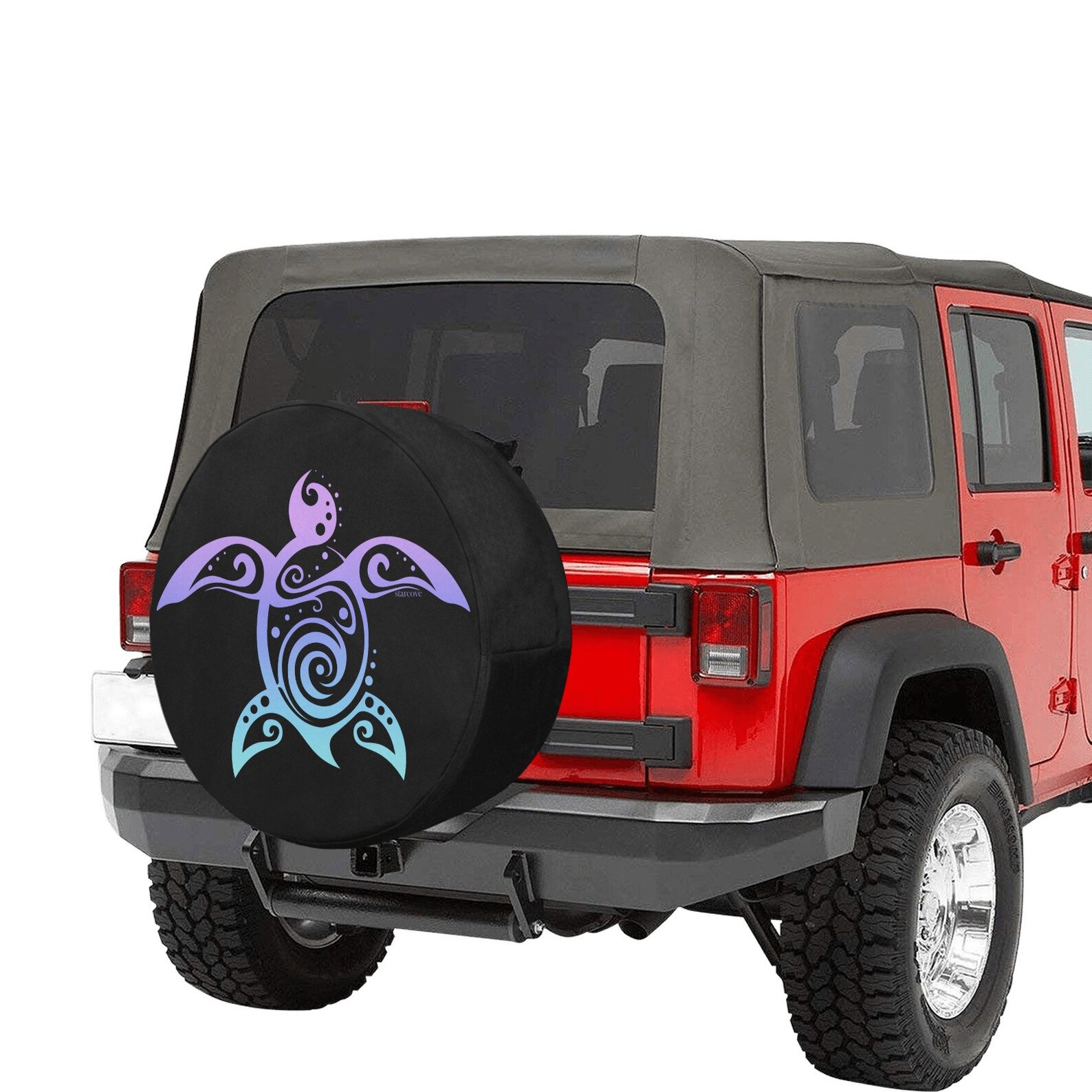 Sea Turtle Spare Tire Cover, Purple Rear Backup Camera Hole Tribal ...