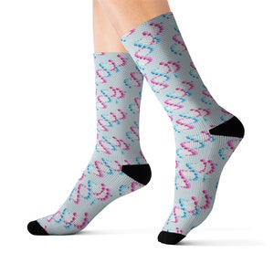 DNA Socks, Science Helix Biology Genetics Crew 3D Sublimation Women Men Designer Fun Novelty Cool Funky Crazy Casual Unique Gift