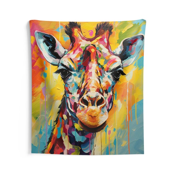 Giraffe Tapestry Painting Animal Wall Art Hanging Cool Unique Vertical Aesthetic Large Small Decor Bedroom College Dorm Room Etsy