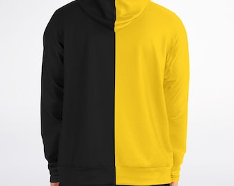Half Black and Half Yellow Hoodie, Two Tone Color Split Pullover Zip up  Zipper Men Guys Women Plus Size Cotton Hooded Sweatshirt Pockets - Etsy