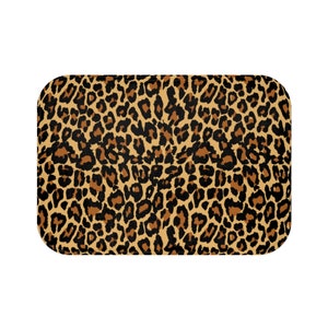 Leopard Print Bath Mat, Animal Cheetah Shower Microfiber Bathroom Floor Decor Non Slip Accessories Large Small Rug