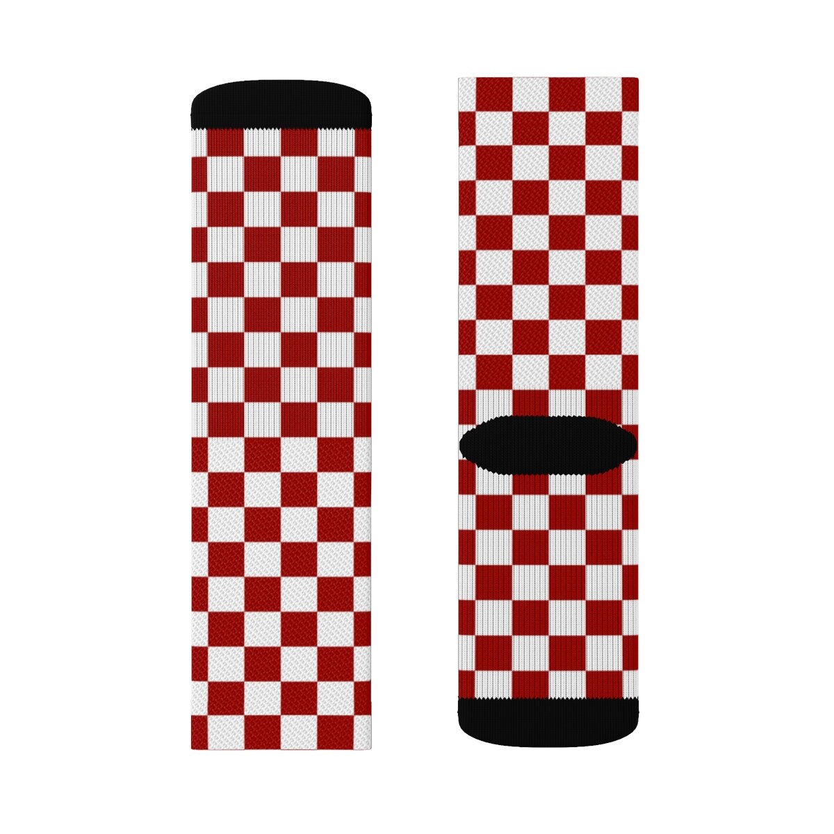 Red White Checkered Socks 3D Printed Sublimation Check - Etsy
