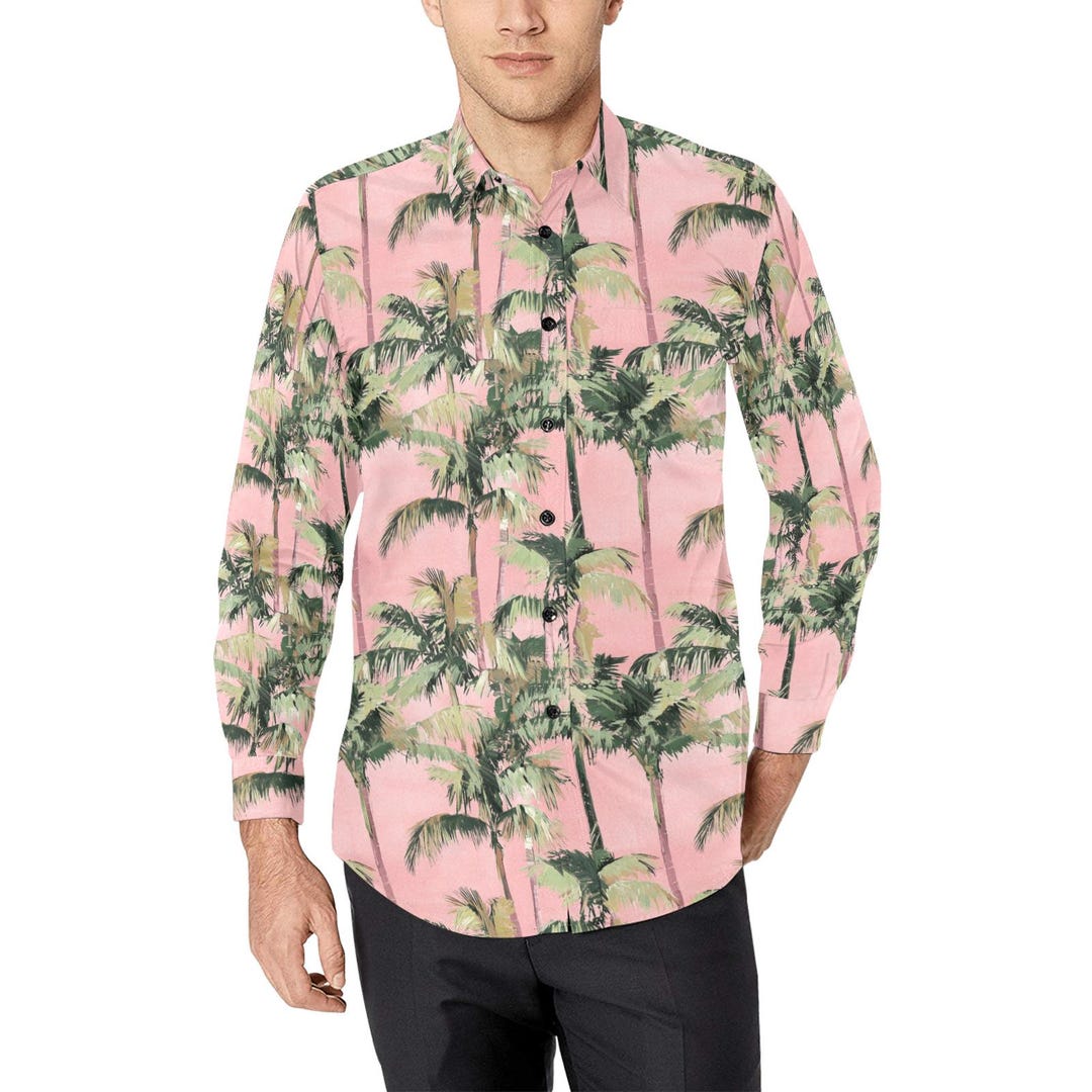 Neon Palm Leaf Edm Print Men's Short Sleeve Shirt main image 0