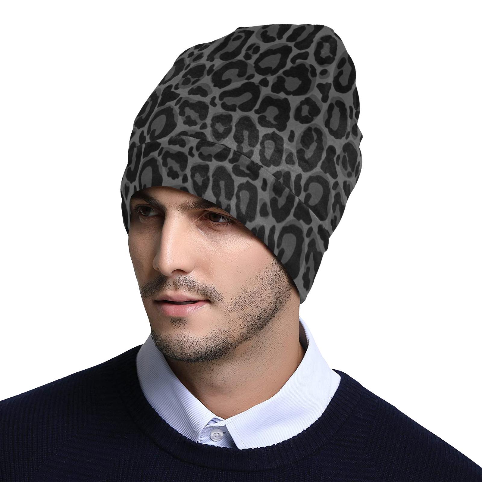 Disney Black Beanie with Leopard Trim Disney, Mickey Mouse Fuzzy Patch,leopard Pattern Fluffy  main image 3