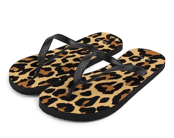 Leopard Print Flip Flops Cheetah Animal Comfortable Beach Sandals Fun Cute Designer Men Women Foam Slippers Shoes
