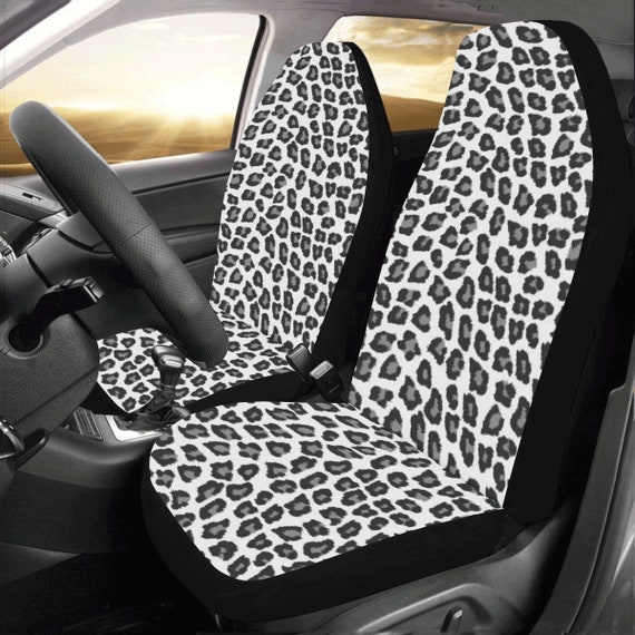 Snow Leopard Auto Sitzbezüge für Fahrzeug 2 Stk, Animal Print