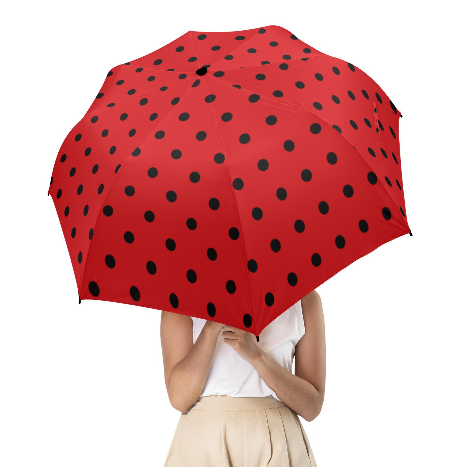 Black Red Polka Dot Umbrella, Ladybug Golf Semi-automatic Sun