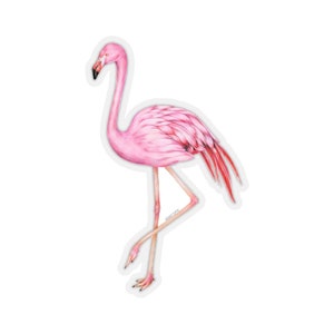 Pink Flamingo Sticker, Watercolor Laptop Decal Vinyl Cute Waterbottle Tumbler Car Waterproof Bumper Aesthetic Die Cut Wall Mural