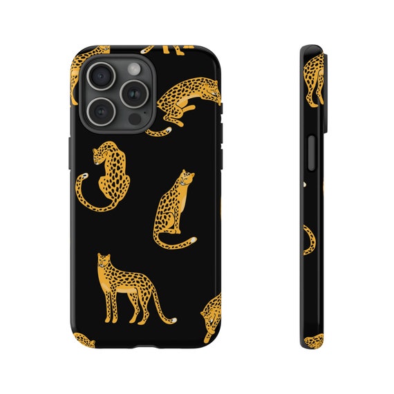 Jaguar Black iPhone 15 14 13 12 Pro Case, Cheetah Leopard Black