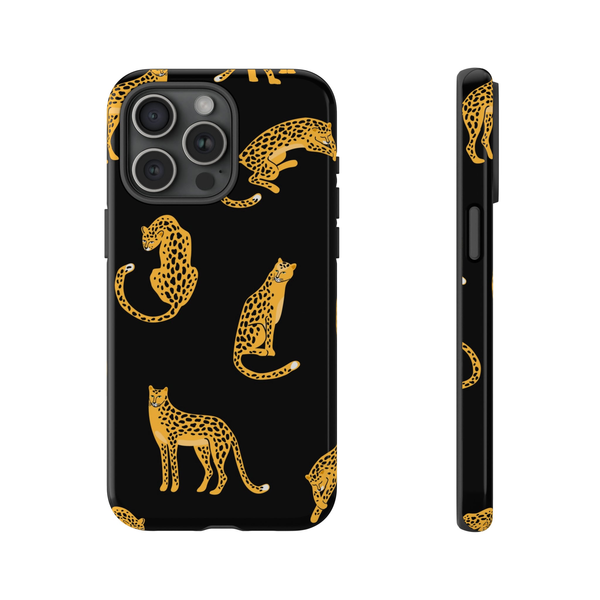 Jaguar Black iPhone 15 14 13 12 Pro Case, Cheetah Leopard