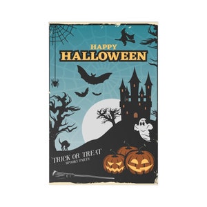 Halloween Party Postcard Set (7 pcs), Spooky Art Paper Stationary Fall Pumpkins Card