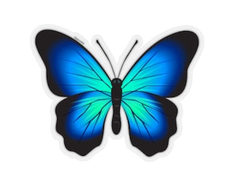 Blue Butterfly Stickers for Car, Laptop Vinyl Cute Waterproof Waterbottle Tumbler Bumper Aesthetic Label Wall Phone Mural Decal