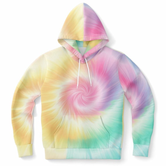 Pastel Tie Dye Hoodie, Pink Yellow Gradient Pullover Men Women Ladies Guys  Aesthetic Cotton Hooded Sweatshirt Pockets Designer Plus Size