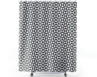 Black and White Shower Curtain, Abstract Modern Fabric Unique Bath Bathroom Boho Decor Cool Unique Housewarming Home Gift