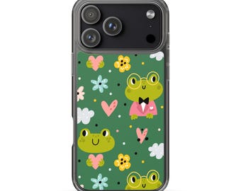 Frog Phone Case, iPhone 17 16 15 14 13 Pro Max Print Cute Kawaii Green Aesthetic iPhone 12 11 Mini SE XS Max XR X 8 7 Plus Cell Cover