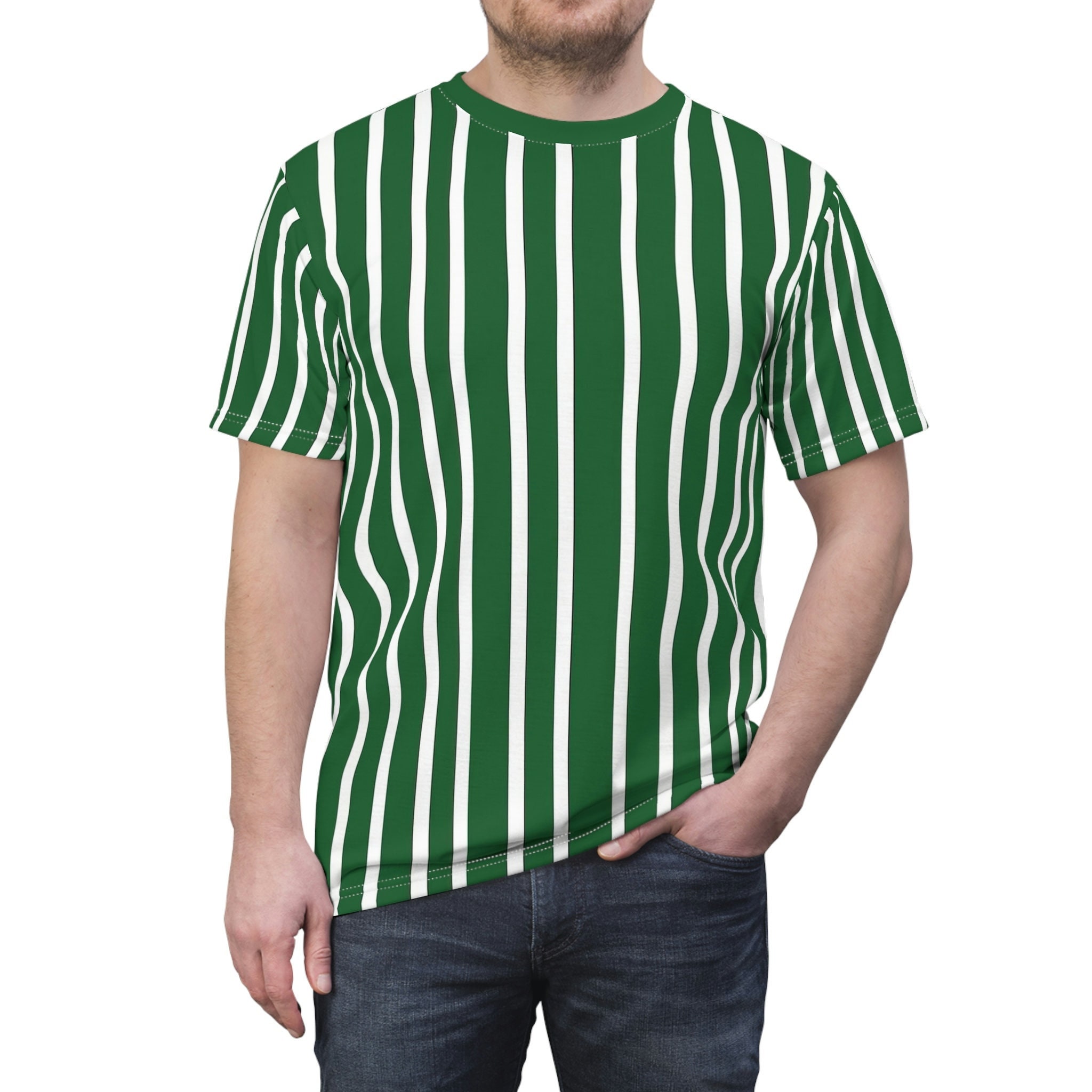 Green and White Striped Shirt - Etsy