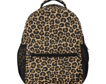 Leopard Backpack, Animal Print Cheetah Brown Men Women Kids  display picture 1