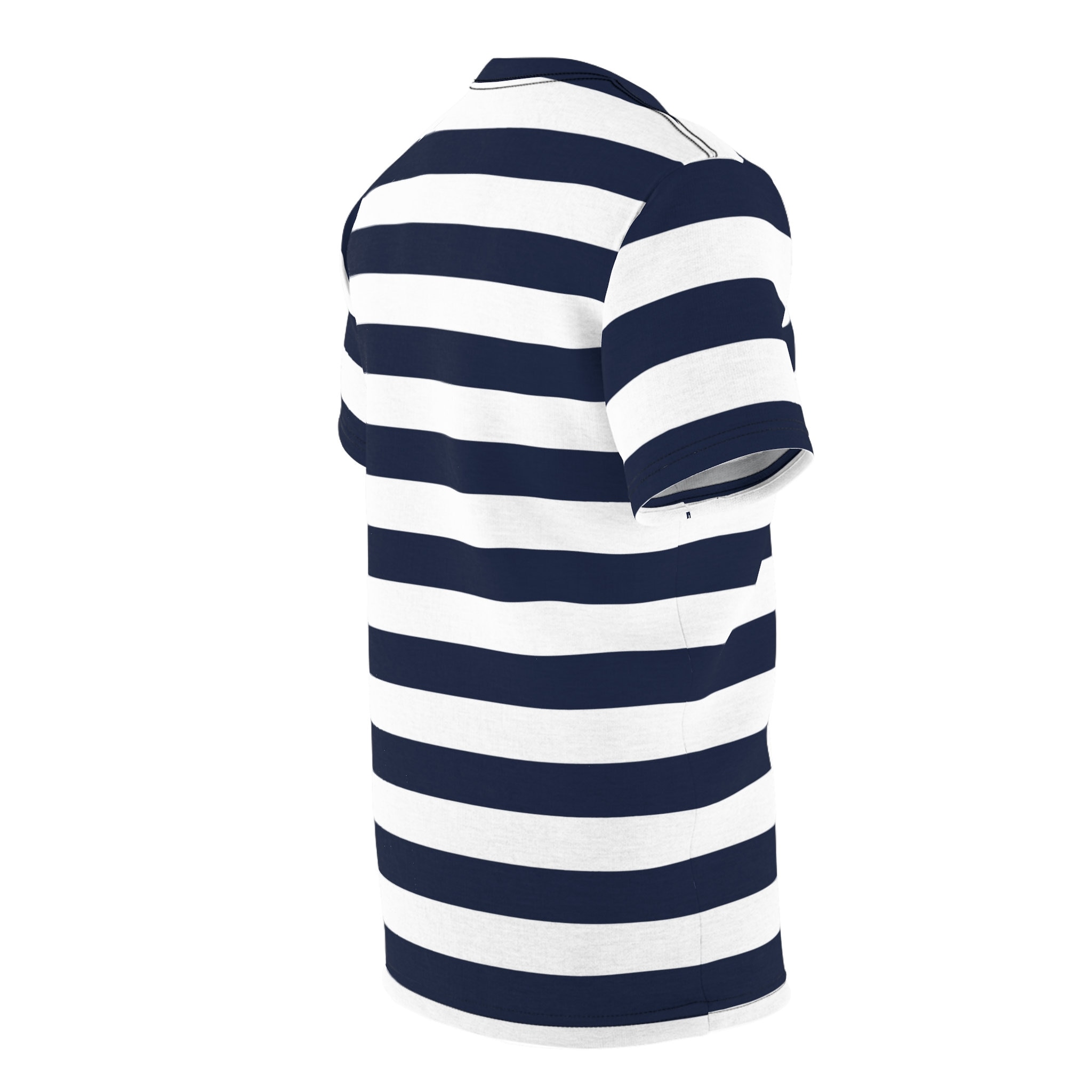 Blue and White Striped Tshirt, Navy Wide Horizontal Stripe