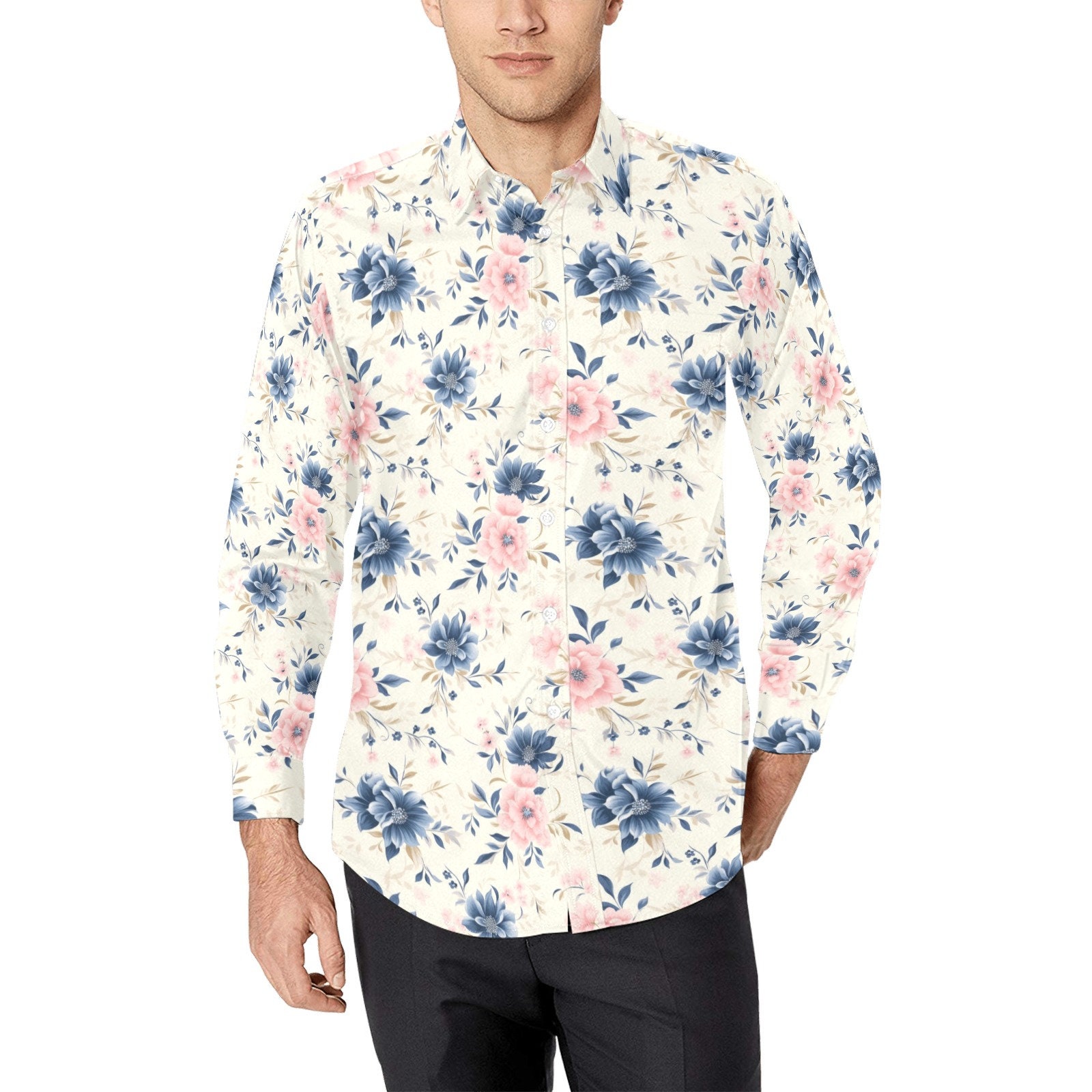 White floral sale dress shirt