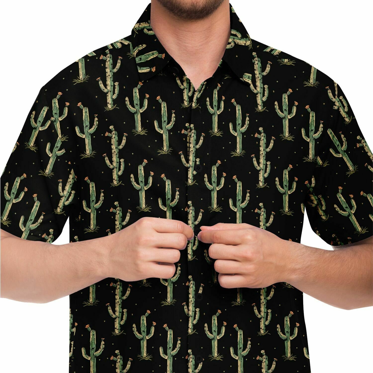 Cactus Men Button up Shirt, Desert Black Western Short Sleeve Print Casual  Buttoned Down Summer Male Guys Collared Designer Dress - Etsy