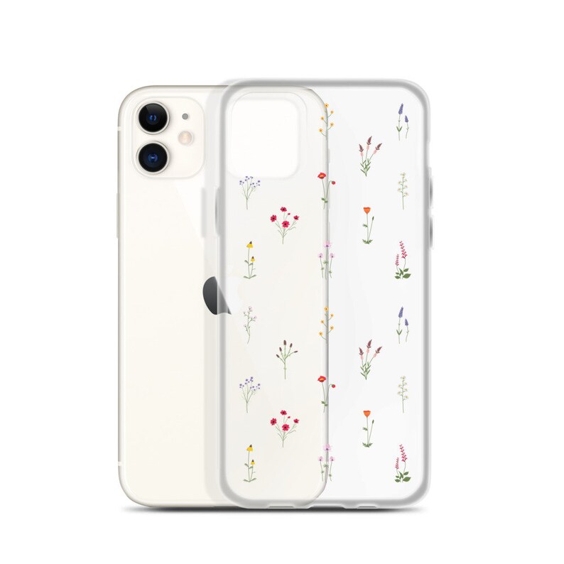 Clear Wildflower Iphone 12 Pro Max Case Minimal Cute Nature Etsy