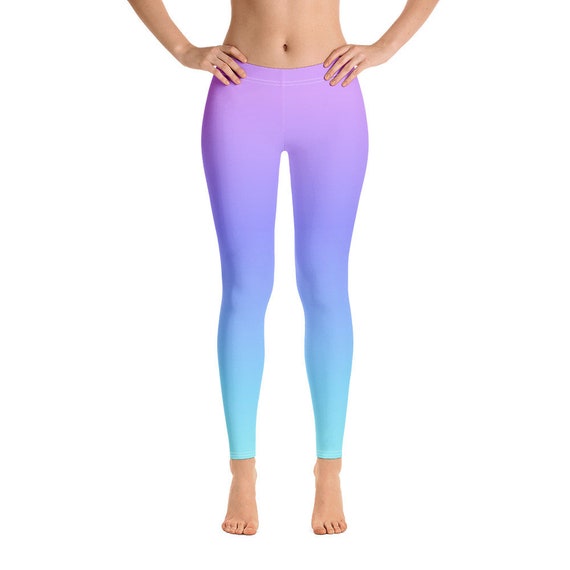 Ombre Violet Pink Blue Leggings Gradient Tie Dye Printed Yoga | Etsy