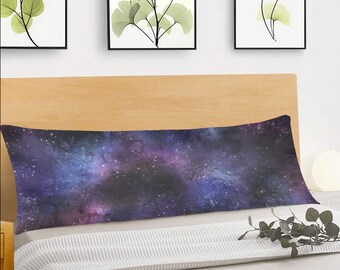 Taie d'oreiller Galaxy Stars, univers espace violet, Long et grand lit, imprimé, décoration, housse décorative, fermeture éclair 20x54