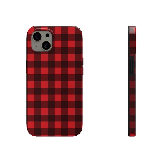 Buffalo Plaid Iphone 13 12 Case Mate Tough Phone Cases Red Etsy